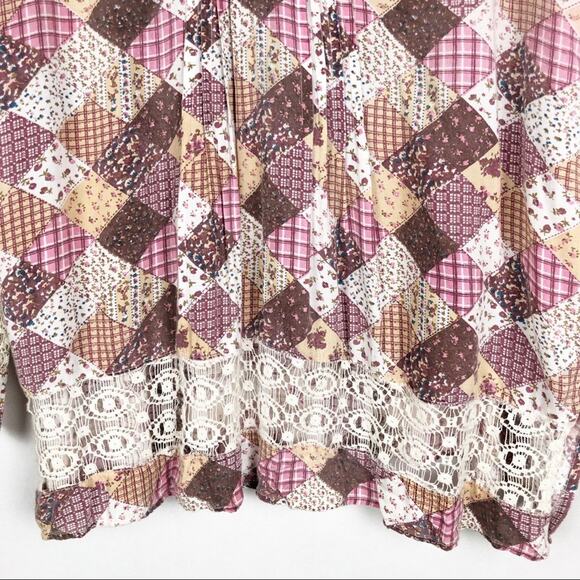 Royal Moda Womens Top XL Y2K Boho Patchwork Lace Fairy Boho Cottagecore Flawed - Picture 5 of 10